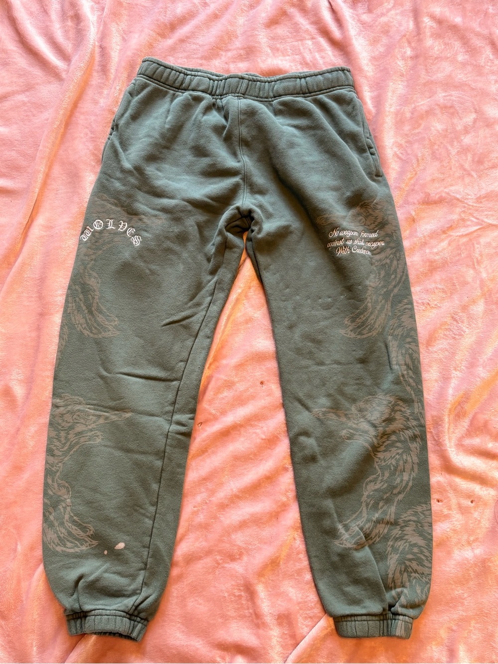 Kids Olive Green Graphic Sweatpants
